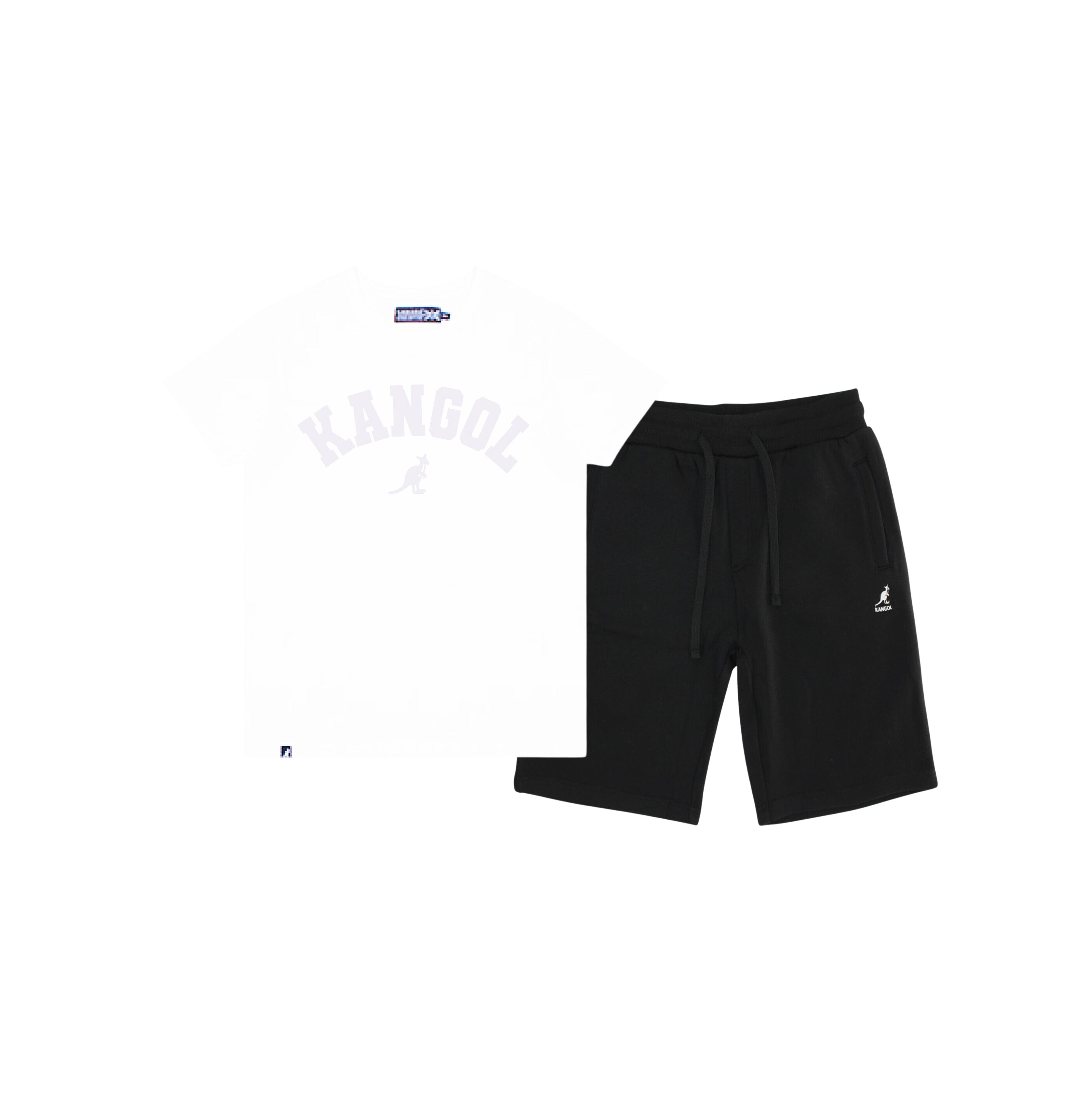 KANGOL MEN'S T-SHIRT/SHORTS PRINTED SHIRT SET (WHITE)