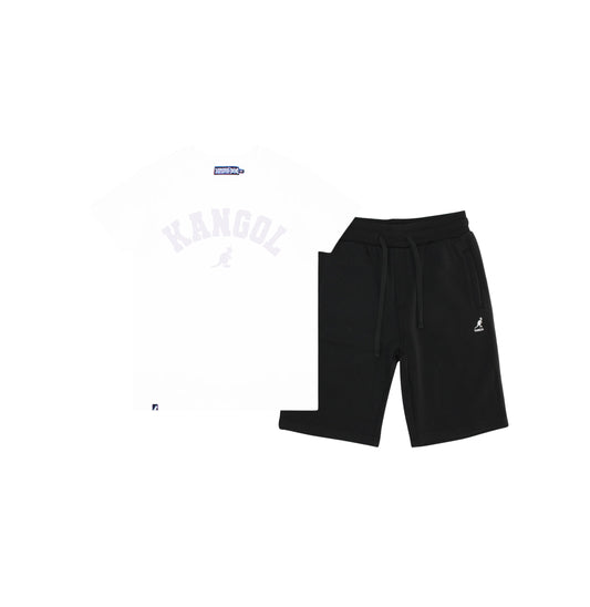 KANGOL MEN'S T-SHIRT/SHORTS PRINTED SHIRT SET (WHITE)