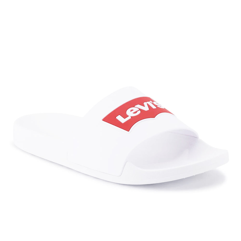 LEVI'S MENS BATWING SLIDE 2 SLIP-ON SANDAL SHOE (WHITE)