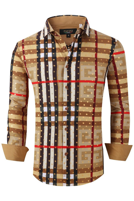 PAVINI MEN'S BUTTON UP SHIRT (KHAKI LS022004)