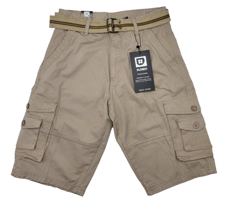 PLOREO CARGO BELTED SHORTS (KHAKI)