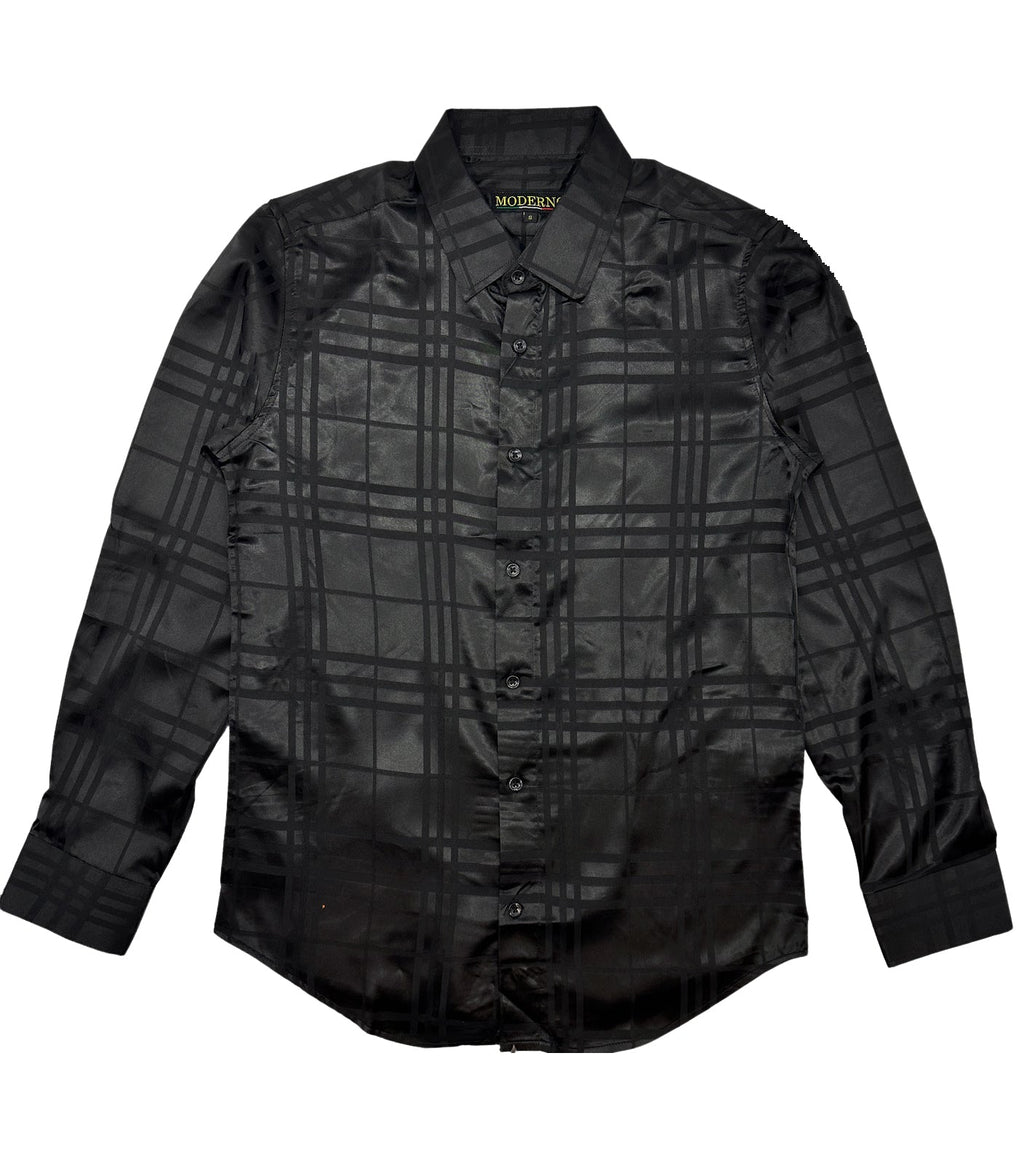 MODERNO FANCY BUTTON UP SHIRTS (BLACK MJLS-365)