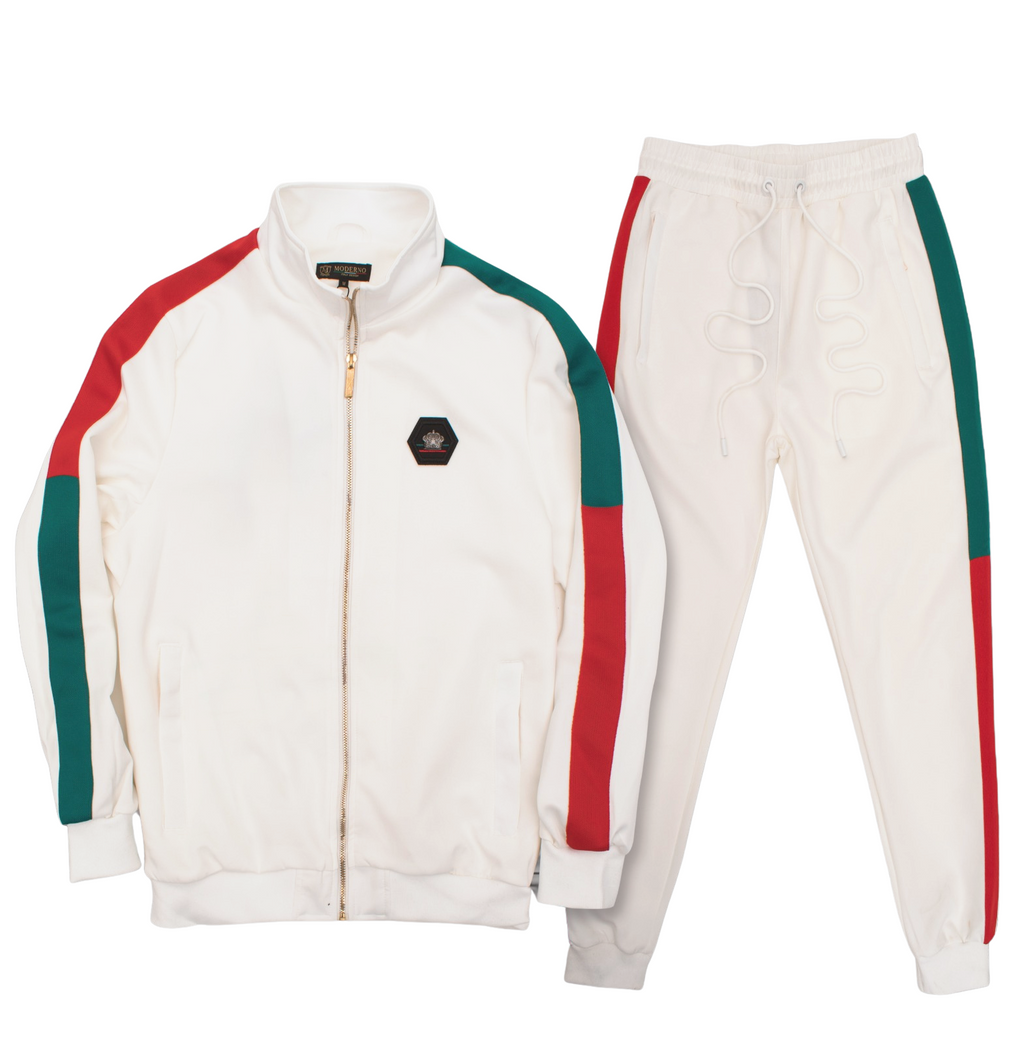 2 PCS FANCY MODERNO TRACKSUIT (WHITE MJST-565)