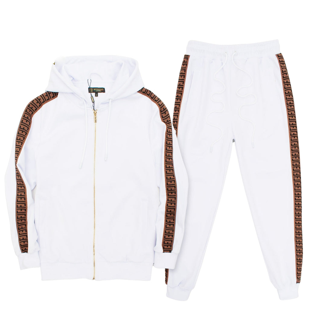 2 PCS FANCY MODERNO TRACKSUIT (WHITE MJST-580)