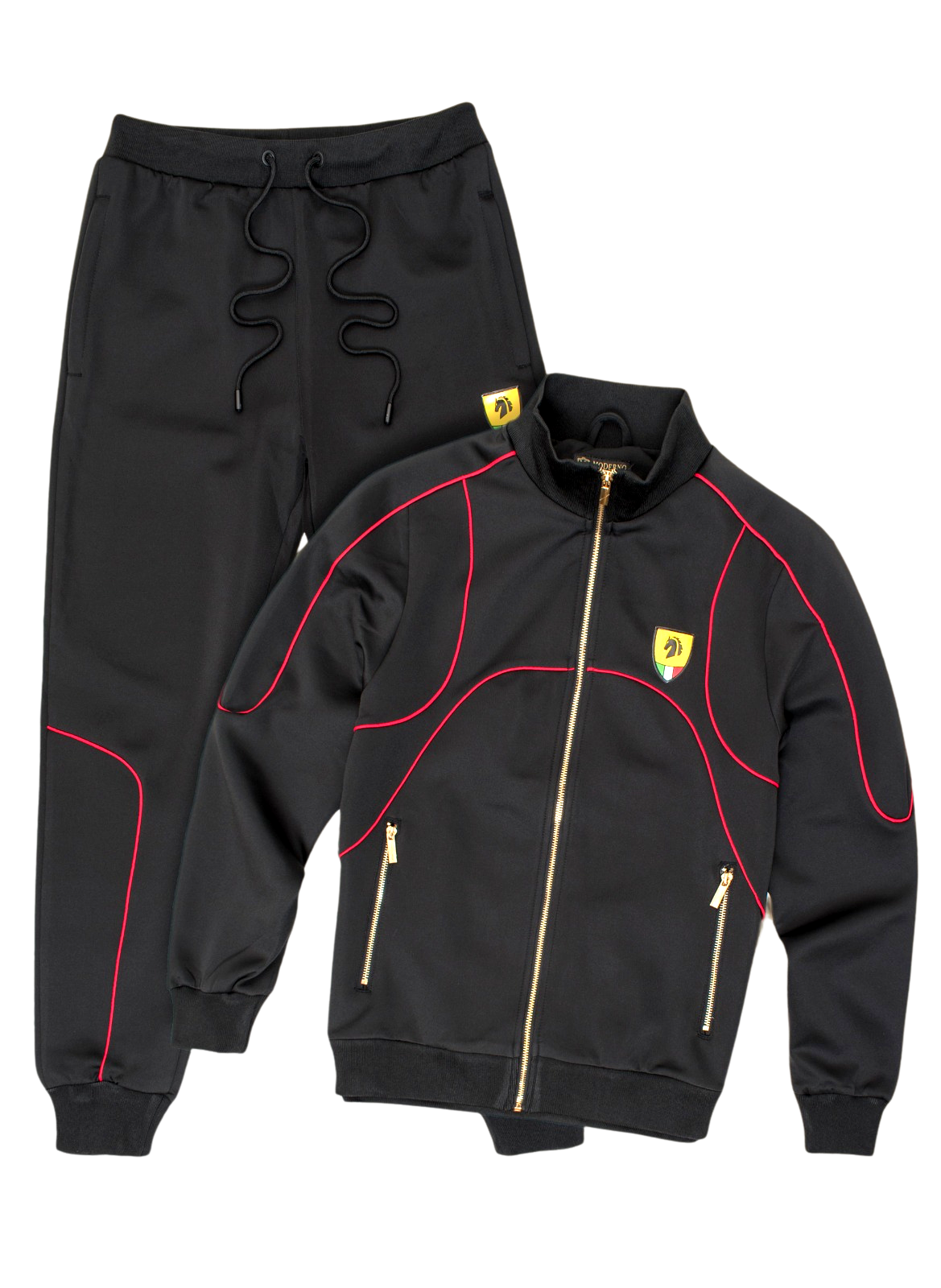 2 PCS FANCY MODERNO TRACKSUIT (BLACK MJST-581)