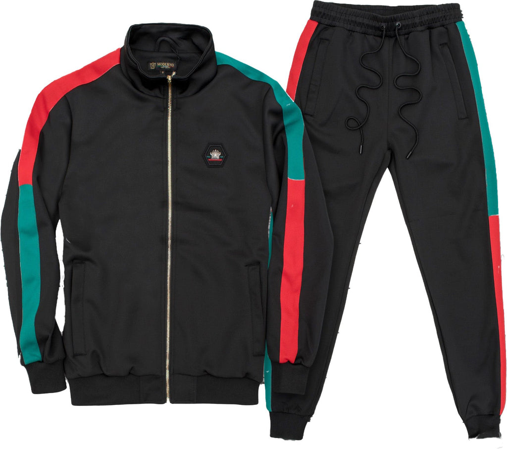 2 PCS FANCY MODERNO TRACKSUIT (BLACK MJST-565)