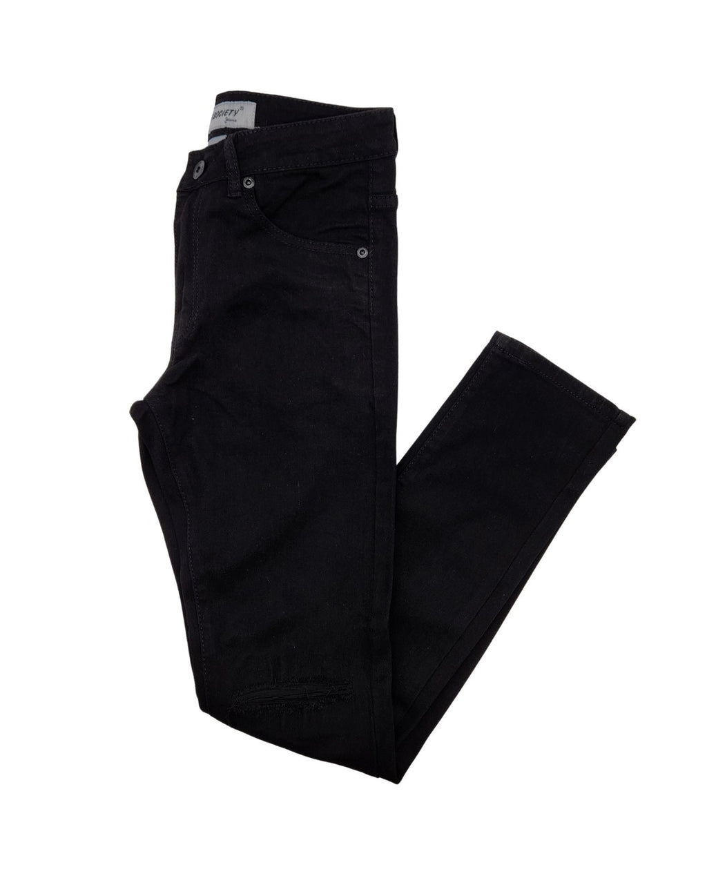 M.SOCIETY SUPER STRETCH SKINNY FIT JEANS w/ RIP TEAR (JET BLACK)