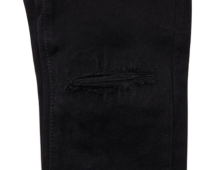 M.SOCIETY SUPER STRETCH SKINNY FIT JEANS w/ RIP TEAR (JET BLACK)