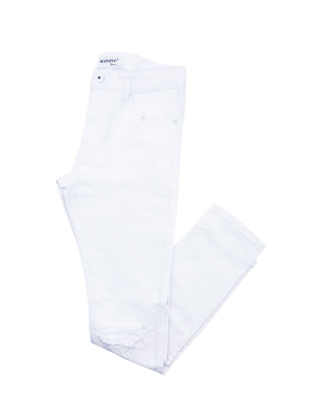 M.SOCIETY SUPER STRETCH SKINNY FIT JEANS w/ RIP TEAR (WHITE)