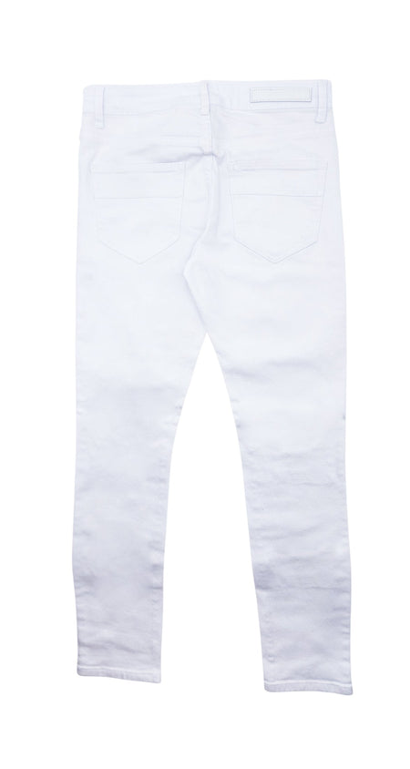 M.SOCIETY SUPER STRETCH SKINNY FIT JEANS w/ RIP TEAR (WHITE)