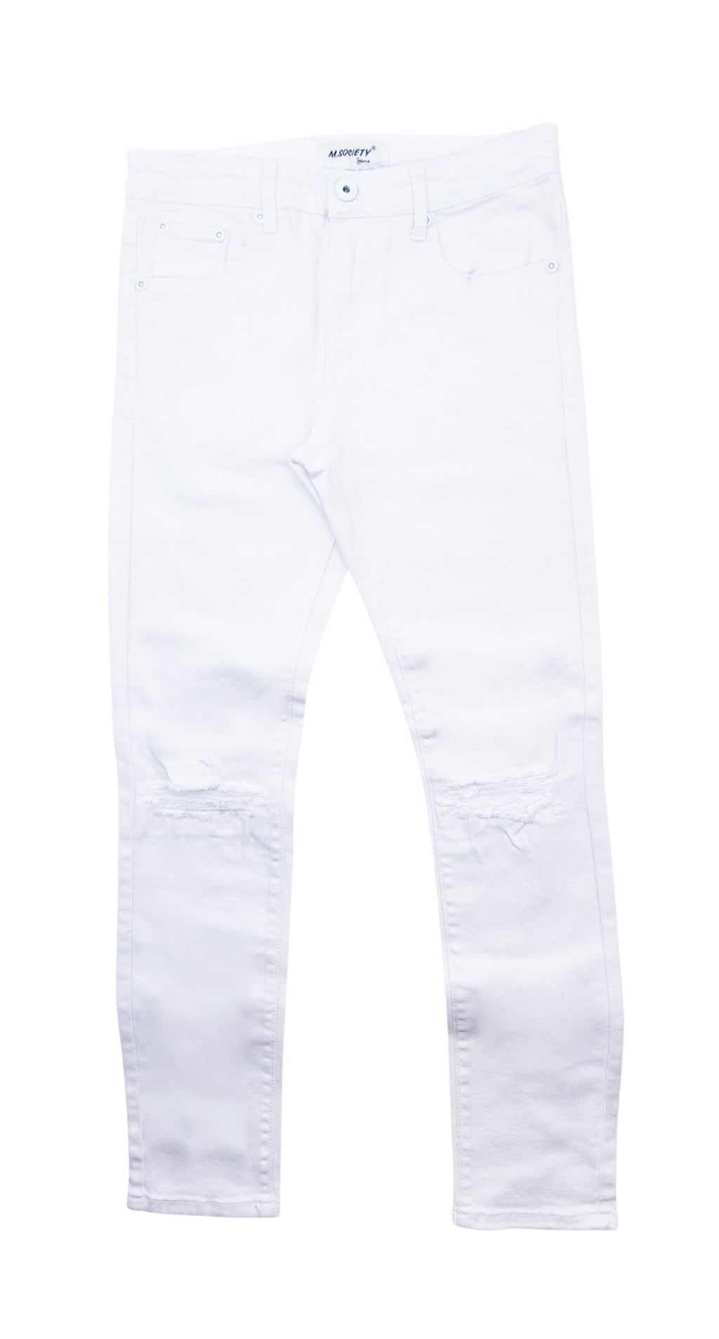 M.SOCIETY SUPER STRETCH SKINNY FIT JEANS w/ RIP TEAR (WHITE)