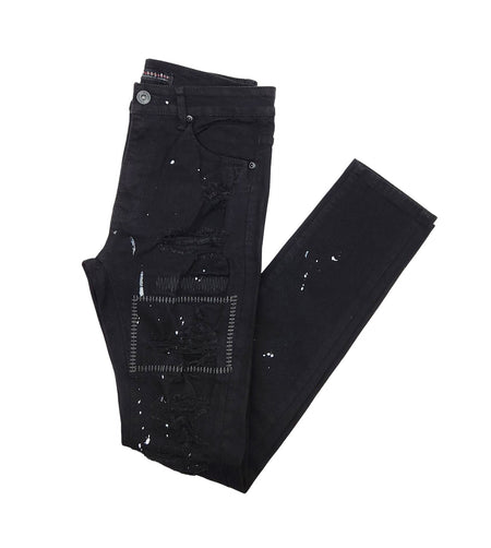 M.SOCIETY FASHION DENIM SKINNY FIT STRETCH JEANS (JET BLACK)