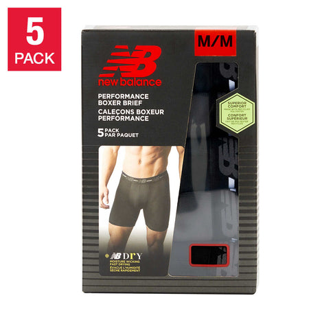 NEW BALANCE MEN'S PERFORMANCE BOXER BRIEF (5-PACK) (BLACK)