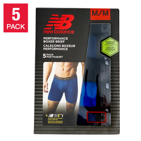 NEW BALANCE MEN'S PERFORMANCE BOXER BRIEF (5-PACK) (BLUE)