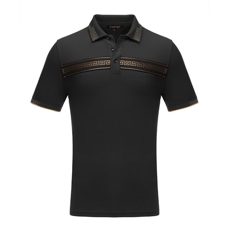 PAVINI MEN'S FANCY POLO T-SHIRT (BLACK P-2014)