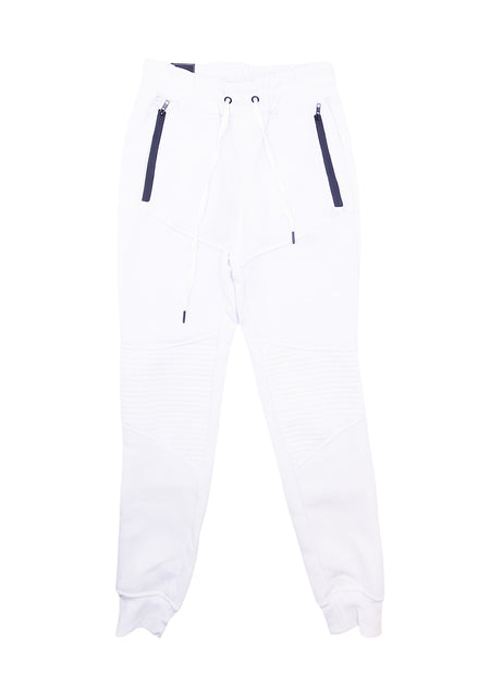 BLEECKER & MERCER QUILTED MOTTO JOGGERS (WHITE)