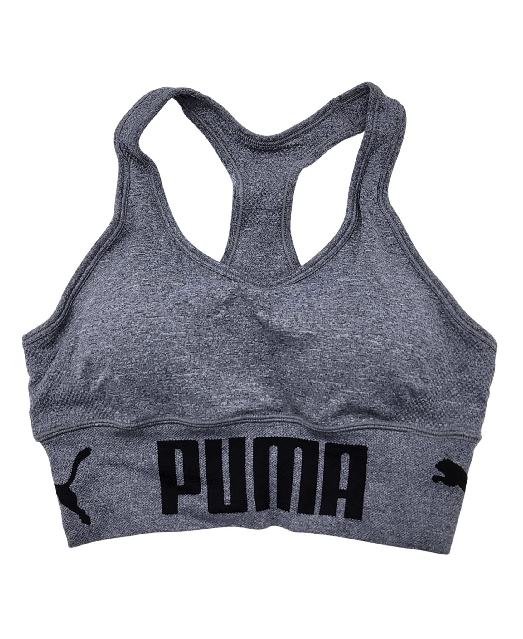 PUMA MEDIUM GREY SEAMLESS SPORTS BRA