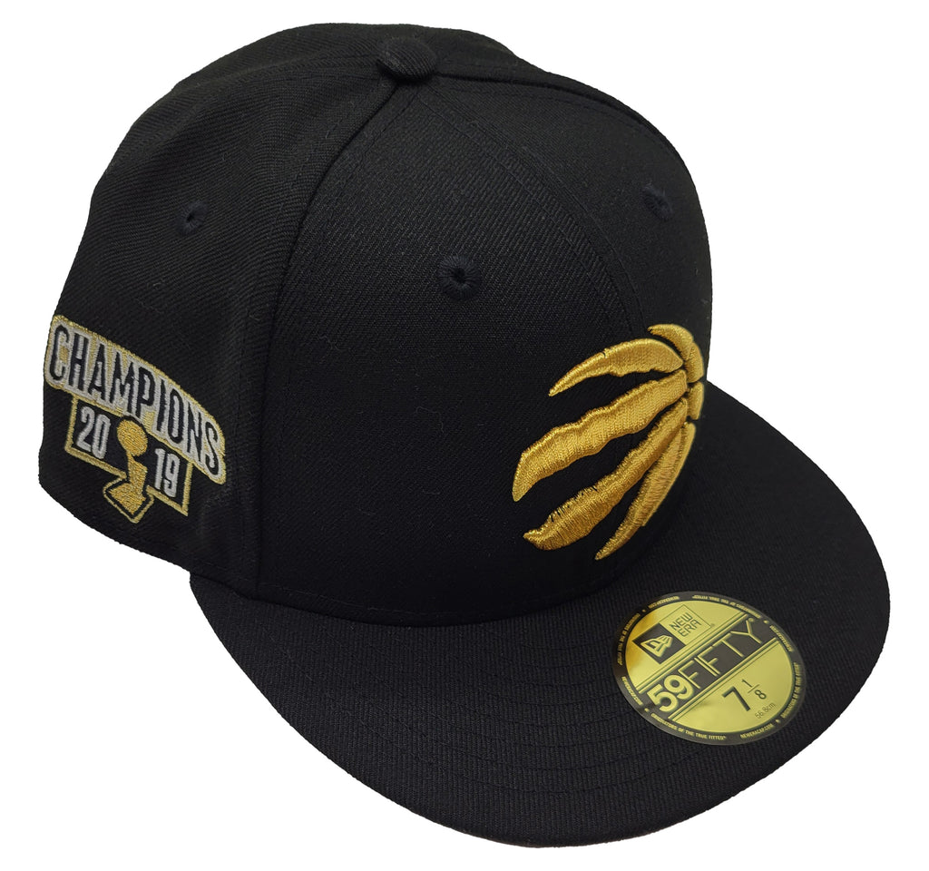 5950 TORONTO RAPTORS GOLD LOGO ON BLACK FITTED HAT