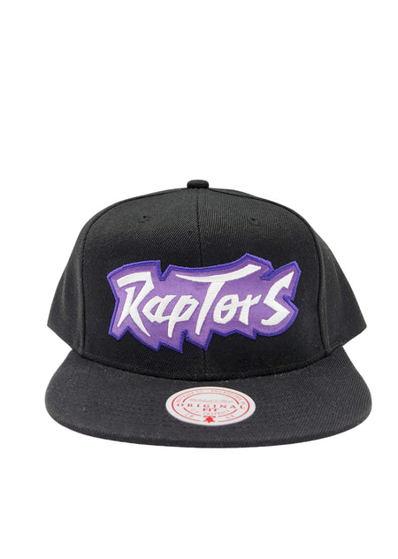 TORONTO RAPTORS NBA SATIN LOGO SNAPBACK (BLACK & PURPLE)