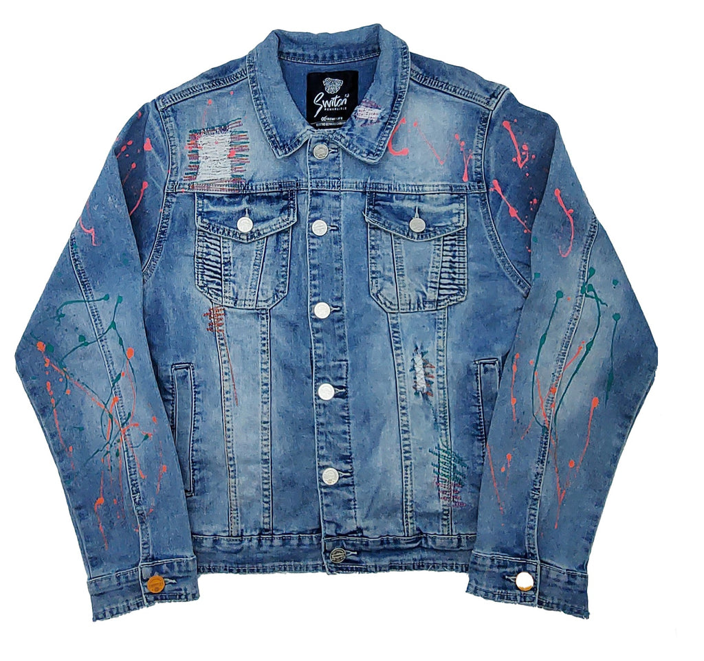 RIPPED DENIM JACKETS(LIGHT BLUE)