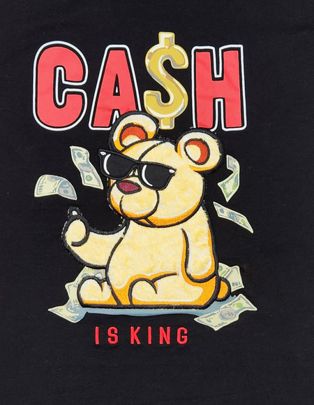 SWITCH MEN'S CASH & BEAR GRAPHIC TEE WITH FUR PATCH (BLACK)