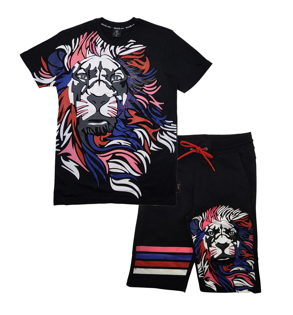 SWITCH MEN'S LION T-SHIRT/SHORTS SET (BLACK)