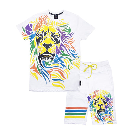 SWITCH MEN'S LION T-SHIRT/SHORTS SET (WHITE)