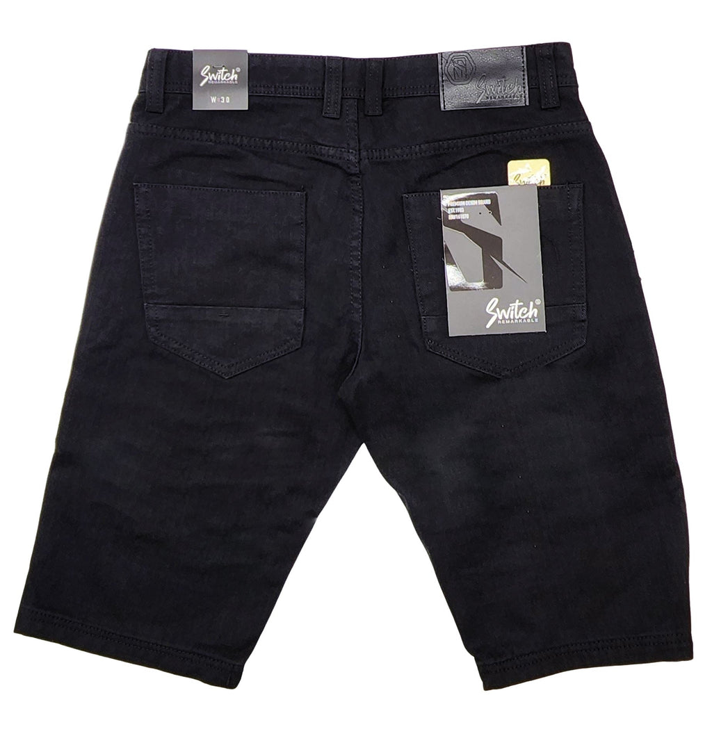 SWITCH MEN'S SPLASH PAINTED DENIM SHORTS (JET BLACK)