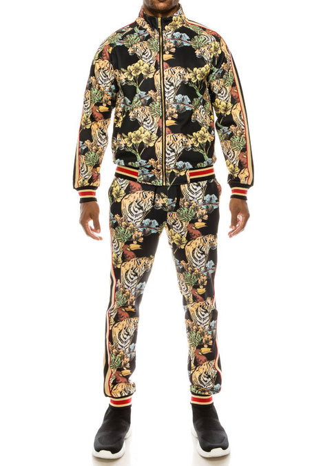 2 PCS JUNGLE TIGER PRINT TRACKSUITS WITH SIDETAPE (CAMO)