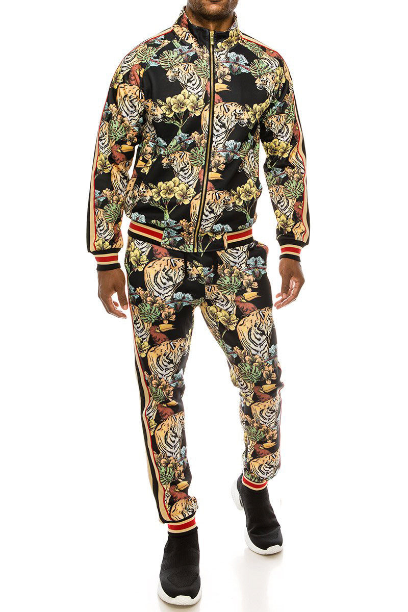 2 PCS JUNGLE TIGER PRINT TRACKSUITS WITH SIDETAPE (CAMO)