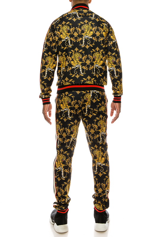 2 PCS CROUCHING TIGER TRACKSUITS WITH SIDETAPE (BLACK)