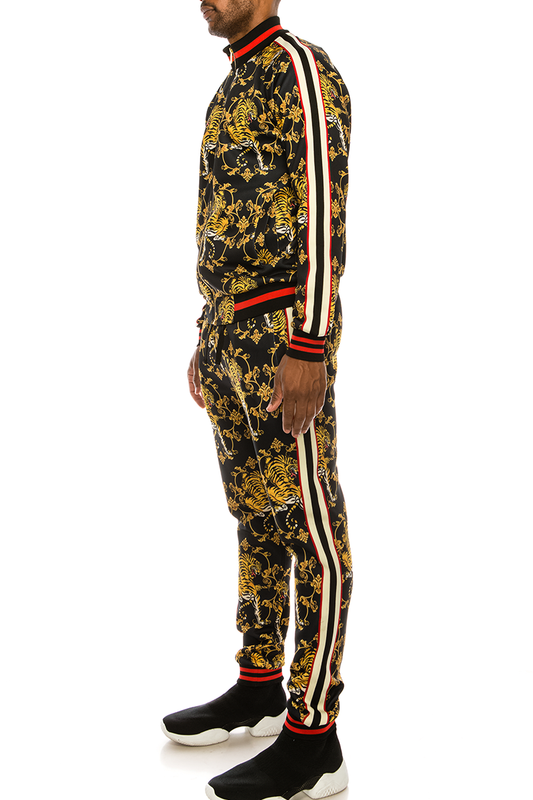 2 PCS CROUCHING TIGER TRACKSUITS WITH SIDETAPE (BLACK)