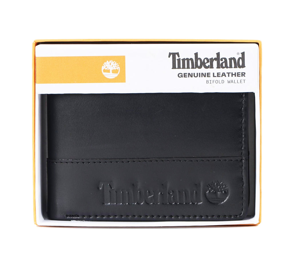 TIMBERLAND MEN'S LEATHER BIFOLD WALLET (BLACK)