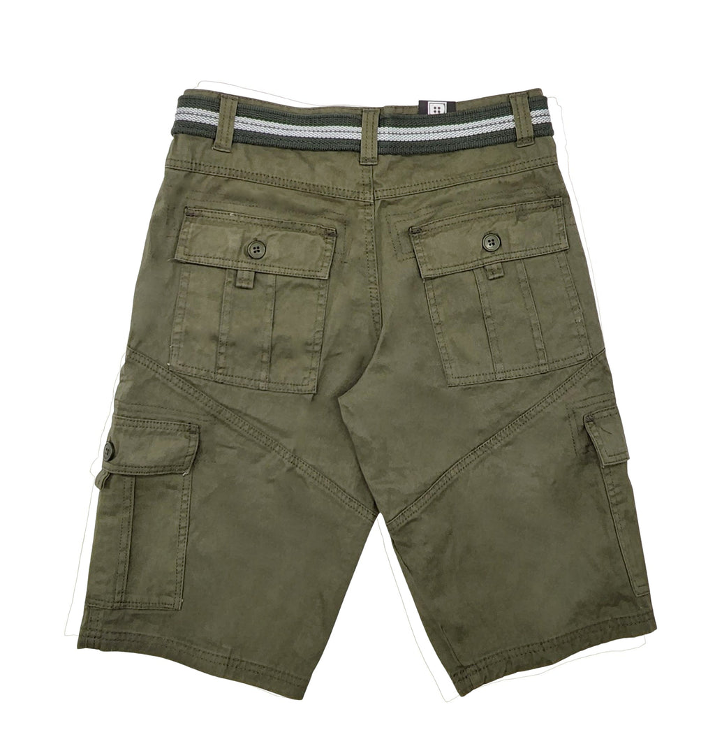 PLOREO MEN'S CARGO SHORTS WITH BELT (OLIVE)