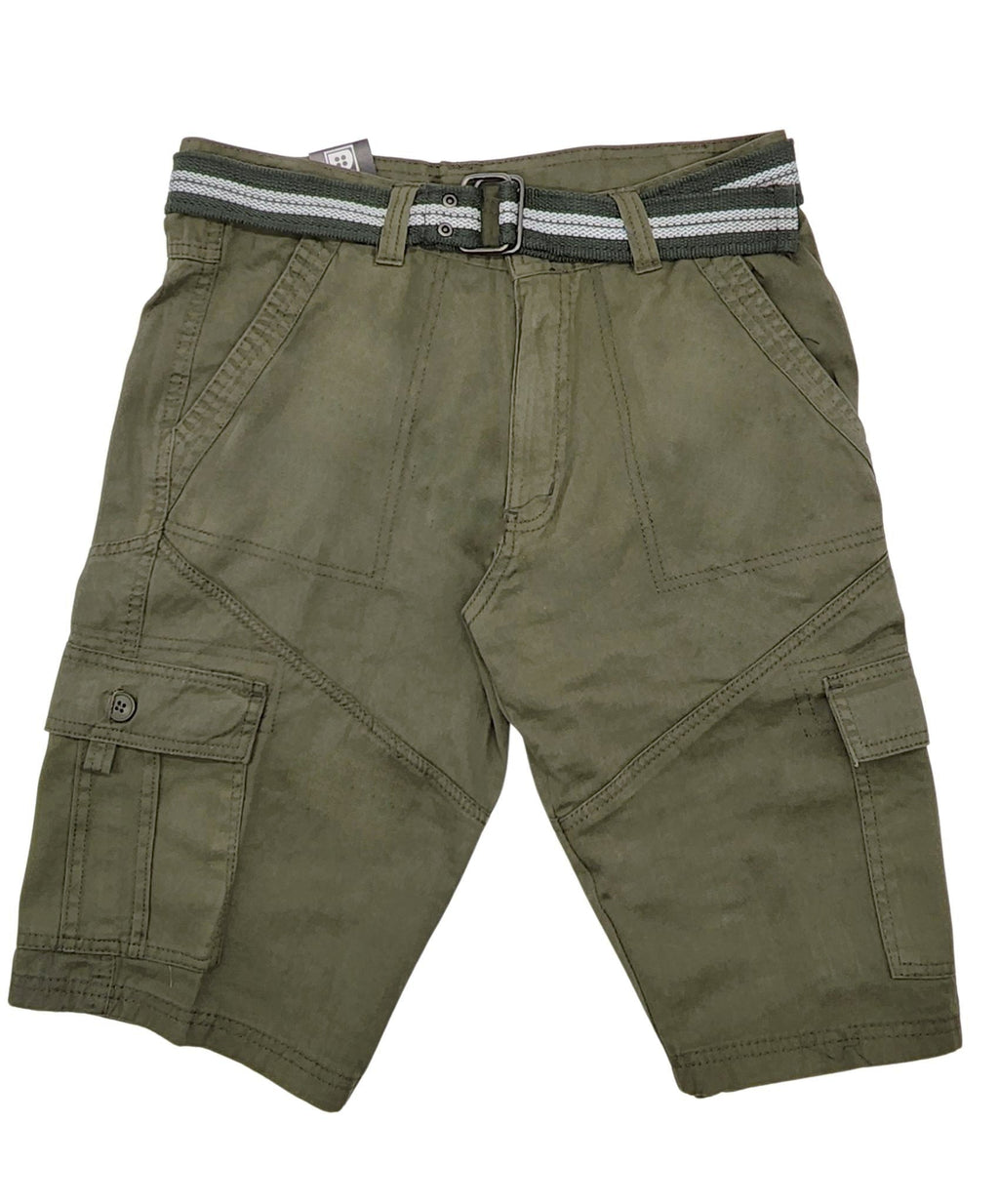 PLOREO MEN'S CARGO SHORTS WITH BELT (OLIVE)