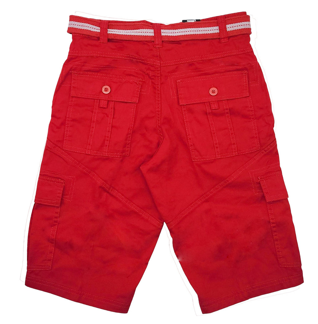 PLOREO MEN'S CARGO SHORTS WITH BELT (RED)