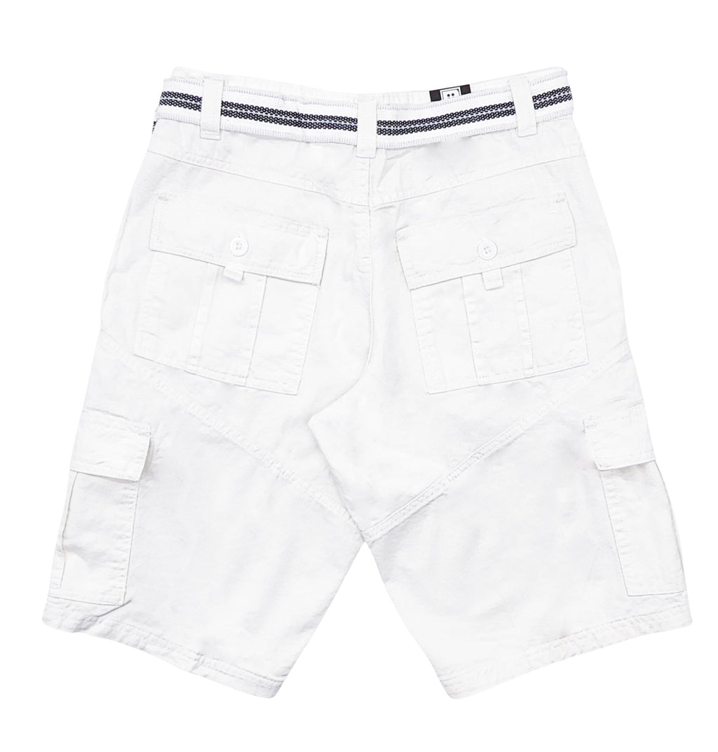 PLOREO MEN'S CARGO SHORTS WITH BELT (WHITE)