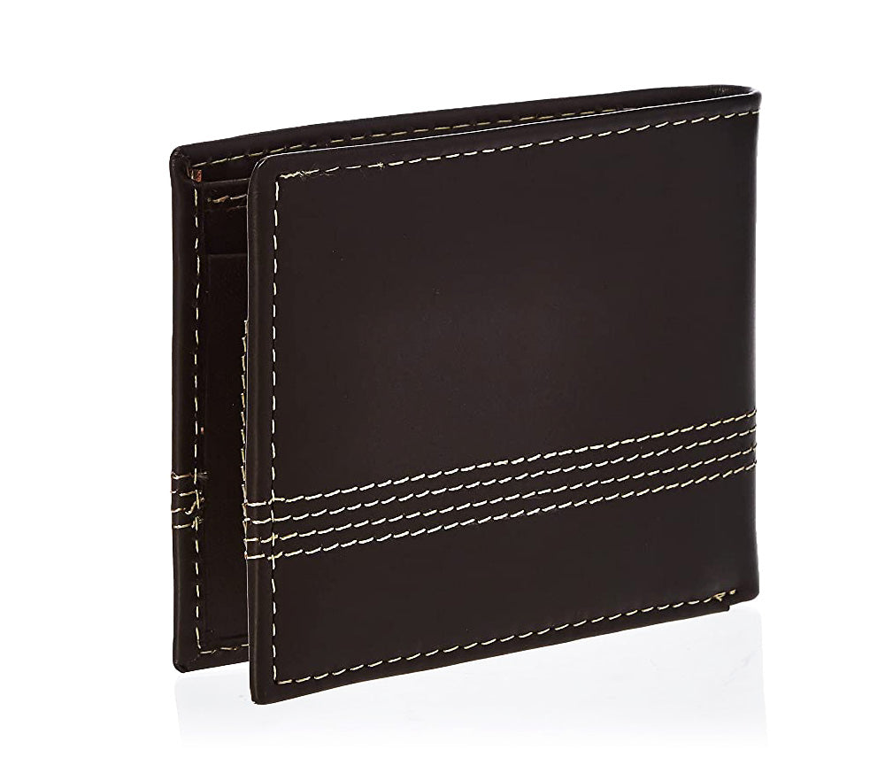 TIMBERLAND MEN'S LEATHER BIFOLD WALLET (BROWN)