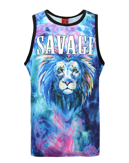 VICTORIOUS SAVAGE LION TIE DYE TANK TOP