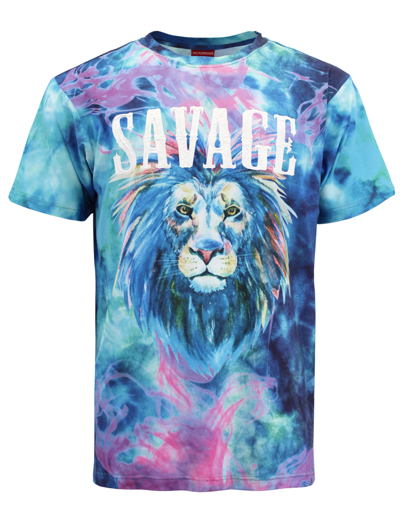 VICTORIOUS SAVAGE LION TIE DYE TEE