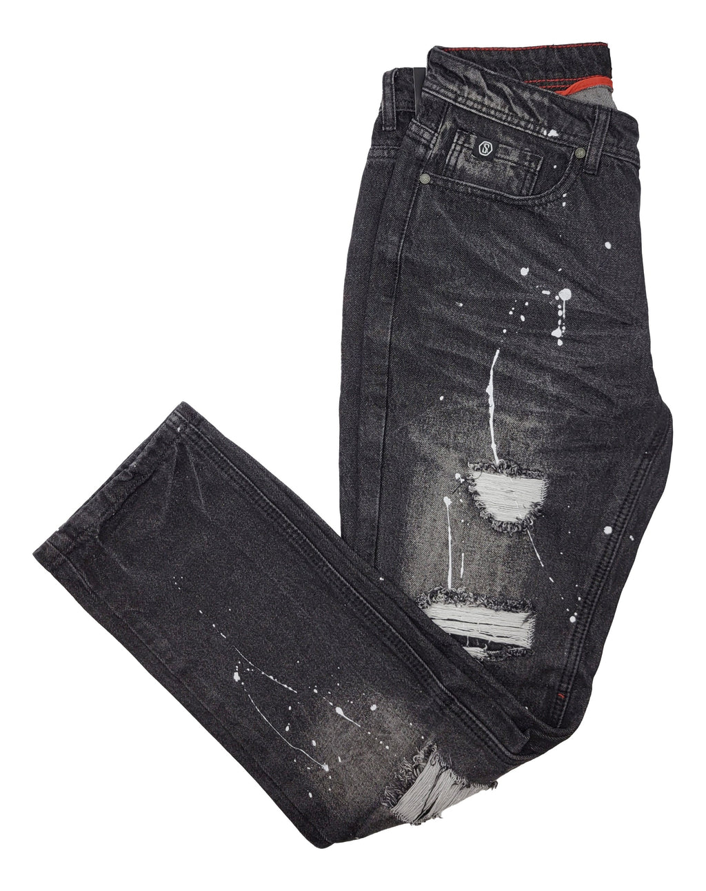 PAINT SPLASH RIPPED JEANS (SS1611 BLACK)