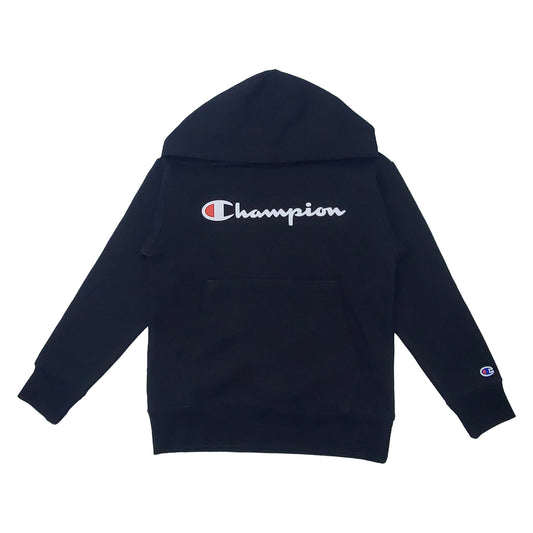 KIDS CHAMPION SCRIPT LOGO HOODIE(BLACK)