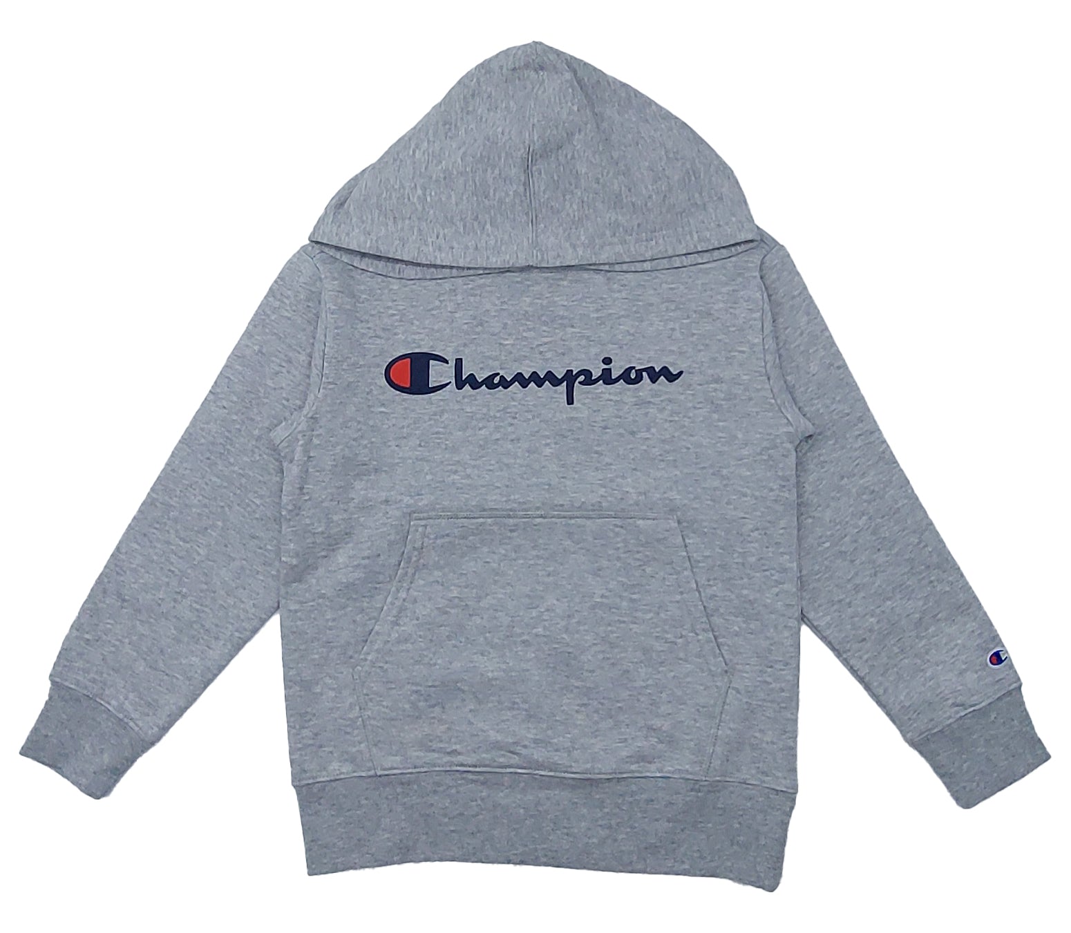 KIDS CHAMPION SCRIPT LOGO HOODIE(GREY)