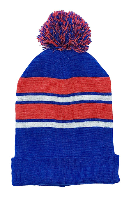 PLAIN KNITTED TOQUES (ROYAL/RED)