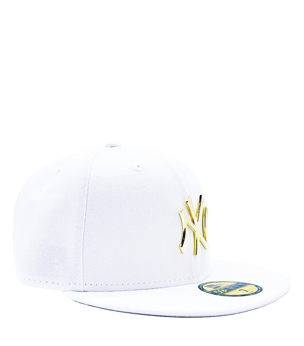 NEW ERA 59FIFTY NEW YORK YANKEES WHITE/GOLD METAL BADGE FITTED HAT