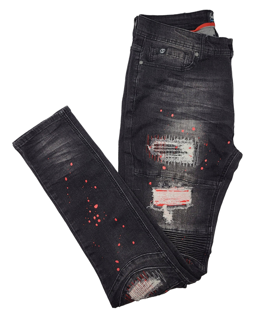 PAINT SPLATTER MOTO JEANS (SF1641 BLACK)