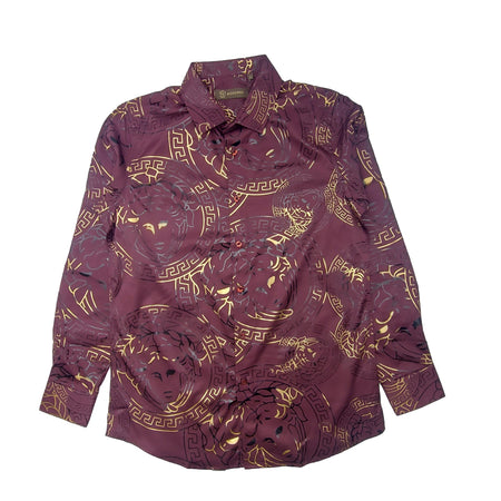 MODERNO FANCY BUTTON UP SHIRTS (BURGUNDY 628)