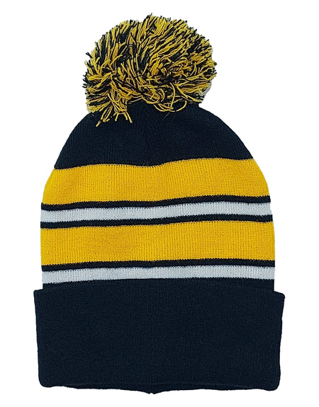 PLAIN KNITTED TOQUES (BLACK/YELLOW)