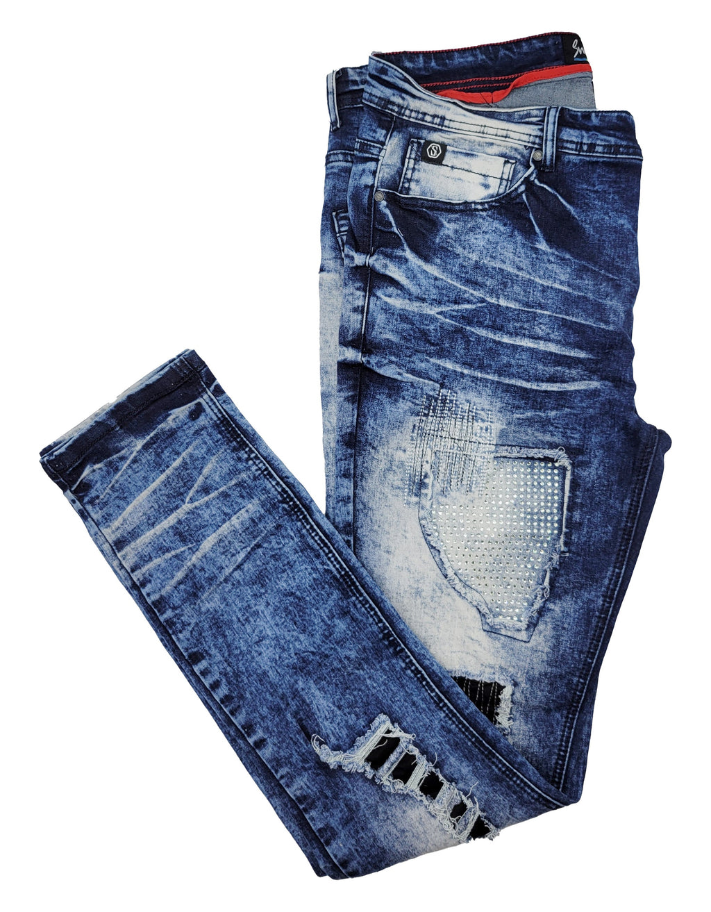 RIPPED JEANS WITH RHINESTONES (SF1607 INDIGO)