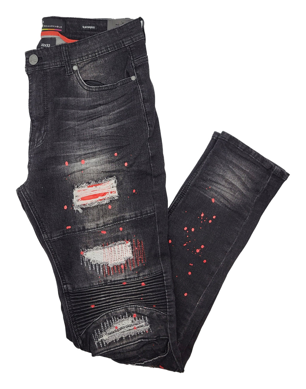 PAINT SPLATTER MOTO JEANS (SF1641 BLACK)